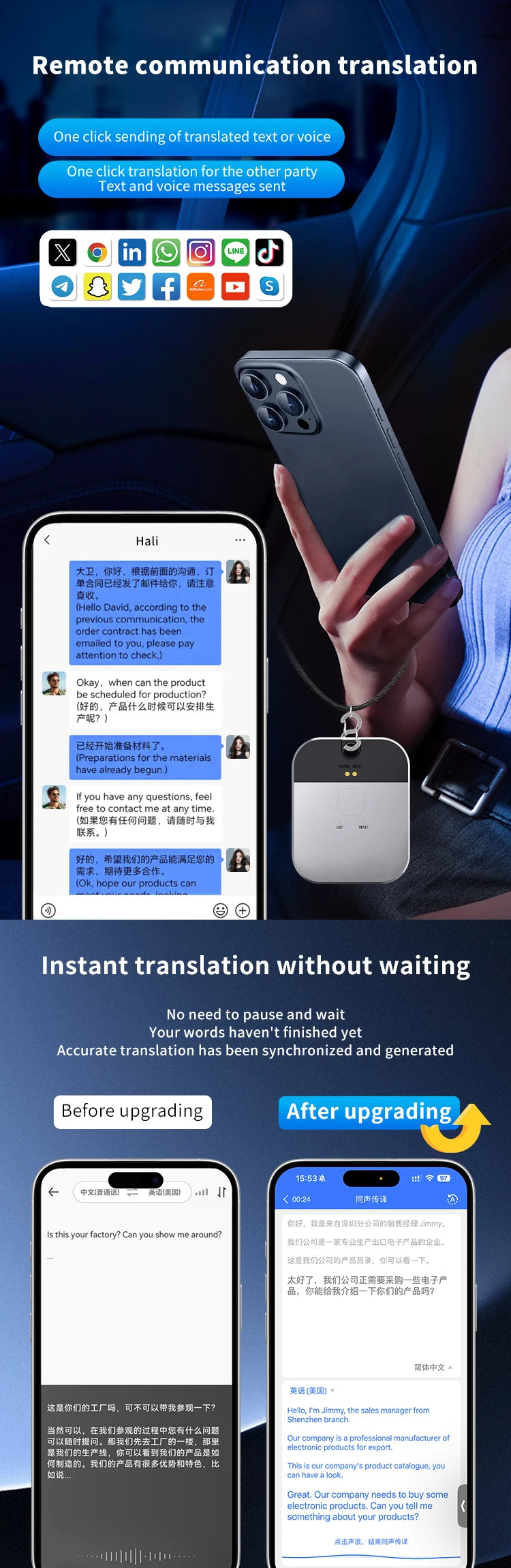 T3 Translator 140 Language Translation Device, AI Two-way Real-time Voice Instant Translation, Can Be Used for Business Travel
