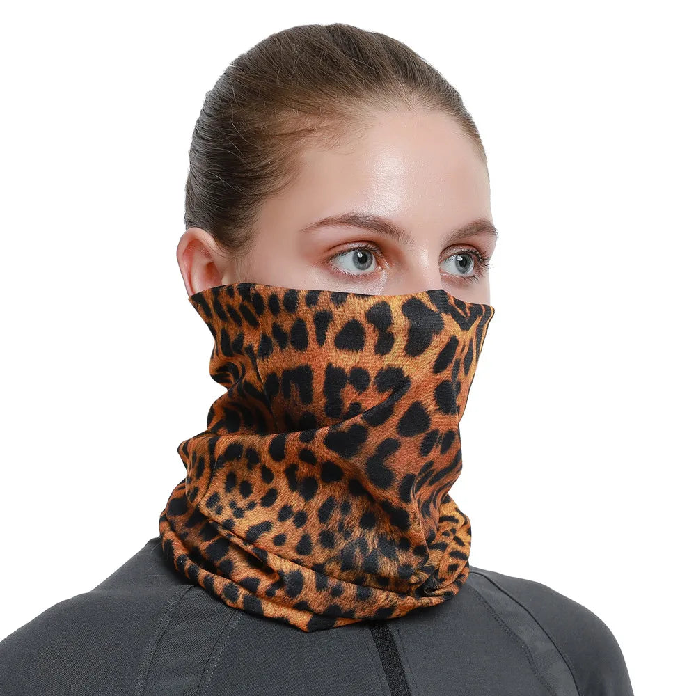 Beautiful Leopard Print Headdress Deporte Sport Face Mask For Women Cycling Bandanas Tube Headband Female Balaclava Head Scarf
