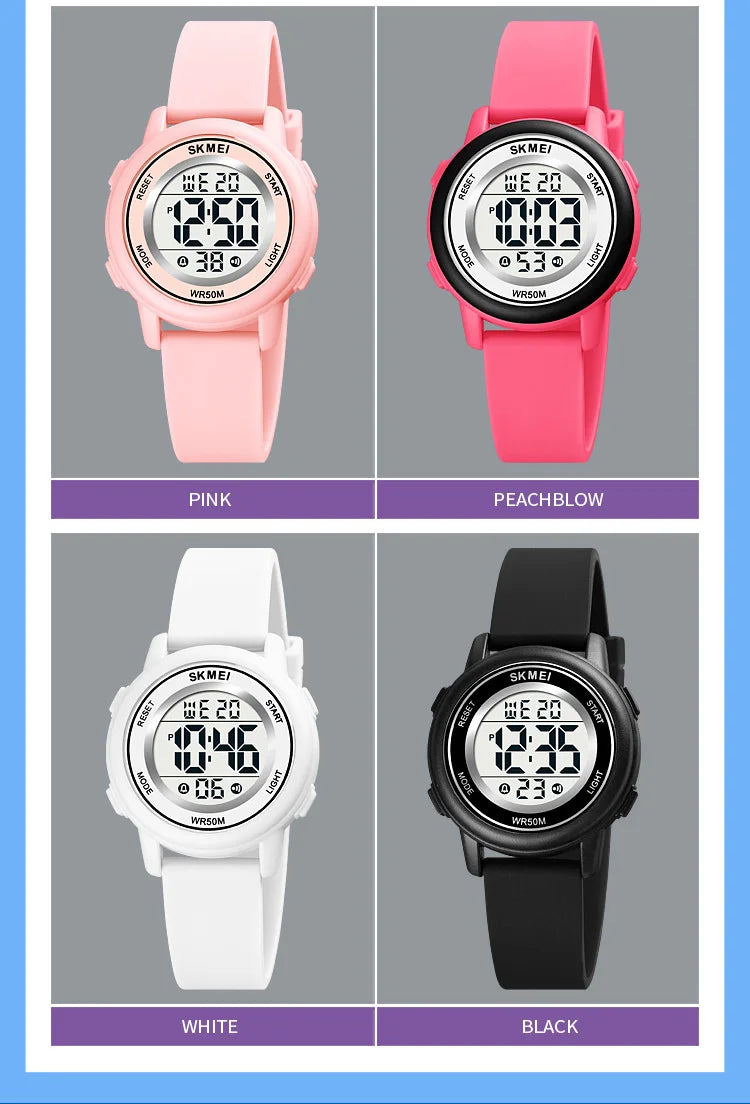 SKMEI 1721 Children Digital Color Shockproof Wristwatch for Boy Girl Sport Waterproof Colorful Kids Electronic Watch Clock 1266