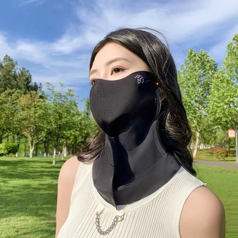 2PCS Ice Silk Sun Protection Mask Anti-Ultraviolet Neck Guard 3D Mask Summer Breathable Eye Protection Face Mask