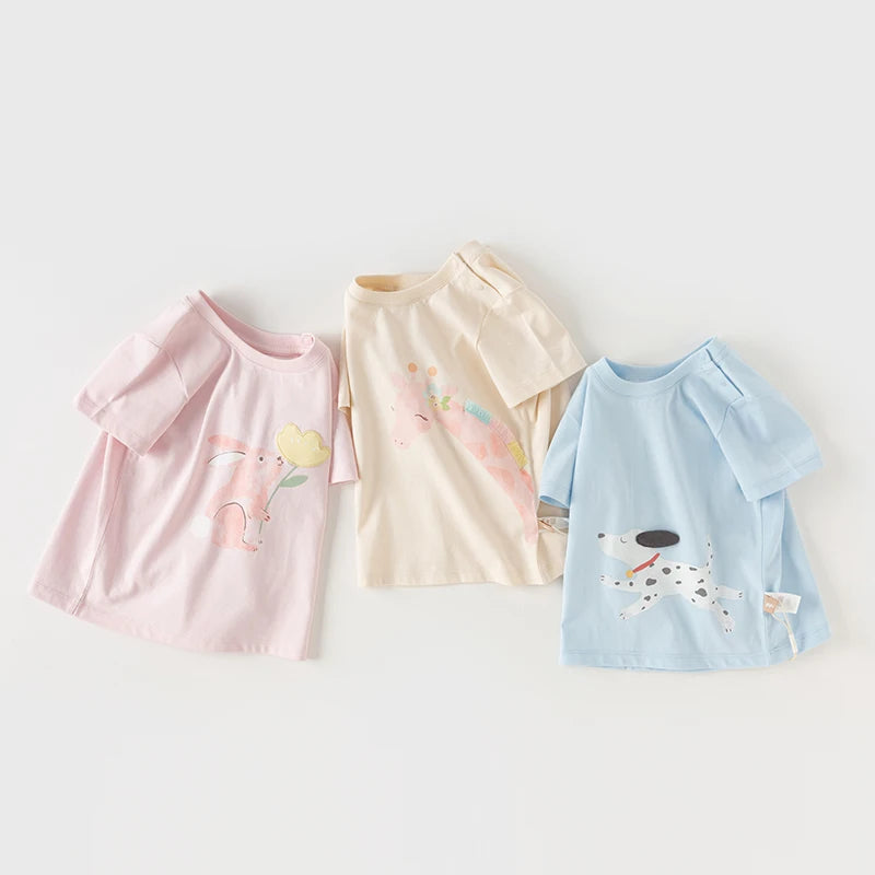 Dave Bella 2025 New Summer Girl's Boy’s Baby T-Shirt Children Top Cotton Short Sleeve Undershirt Casual Outdoor Sport DB2241110