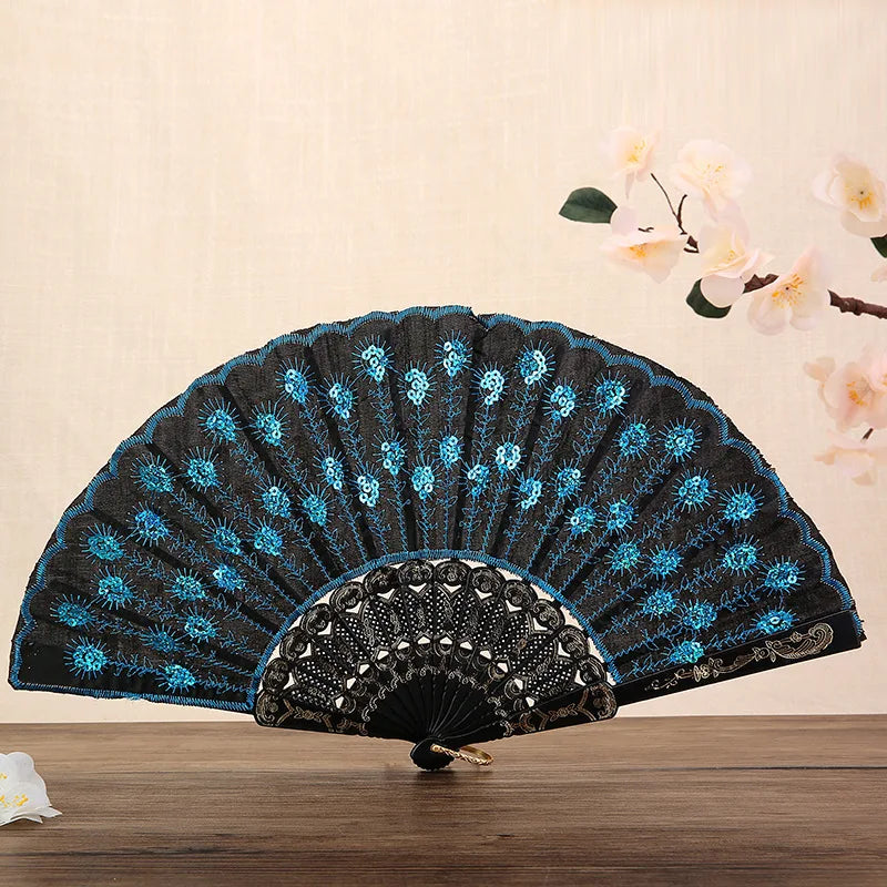 Party Glow Light Up Flower Peacock Hand Fan Dance Show Church Birthday Gift  Bar Props Wedding Festival Halloween Christmas