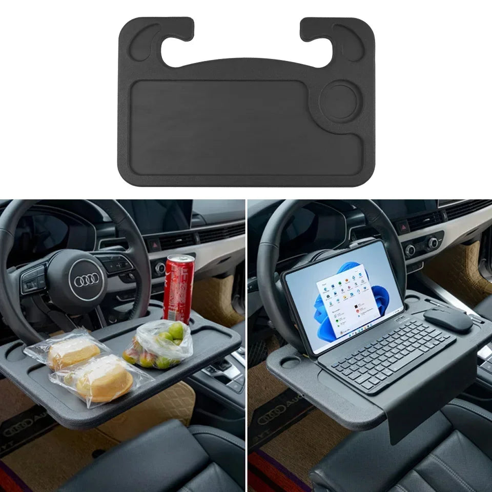 Small Table Board for Car Portable Travel Car Storage Rack Drinks Tray and Dinner Plate Car Steering Wheel Dining Table