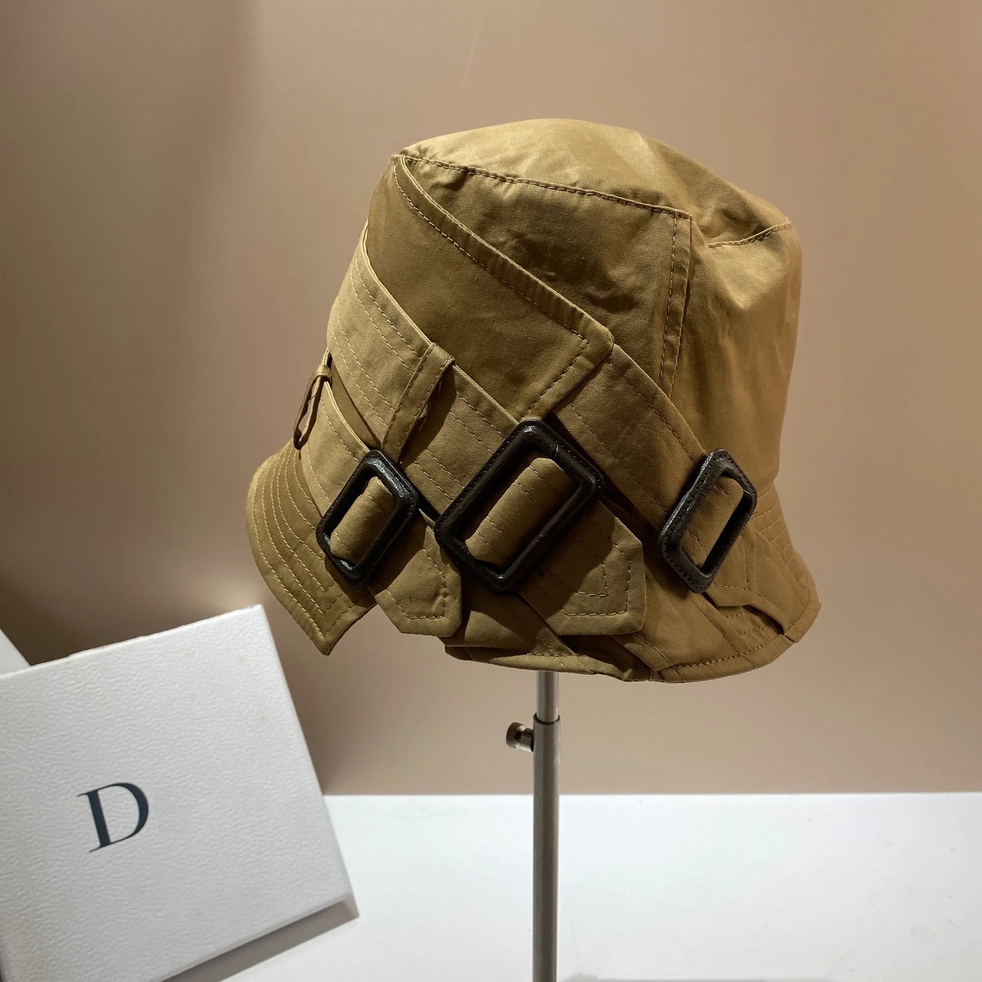 Luxury Panama Belt Buckle Bucket Hat Outdoor Sunscreen Women's Fisherman Hat Fashion Casual Beach Sun Hats Flat Top Basin Cap