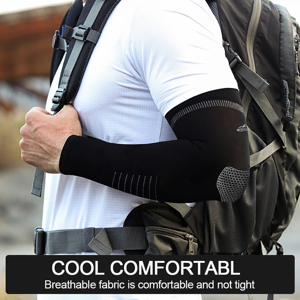 LOOGDEEL Summer UPF50+ Arm Sleeves Cool Feeling Breathable Ice Silk Cycling Sleeve Running Fishing Sunscreen Arm Support Unisex