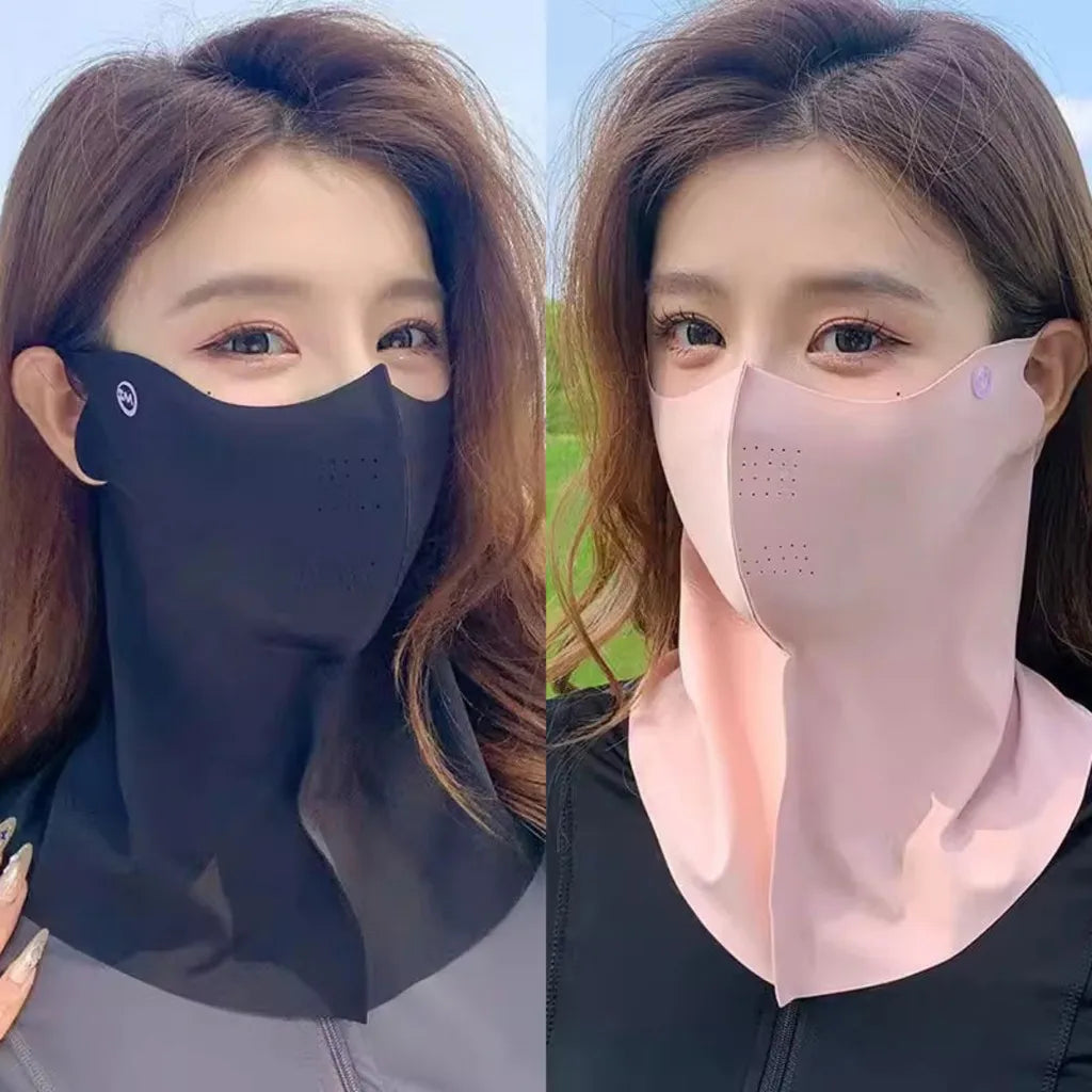 2PCS Ice Silk Sun Protection Mask Anti-Ultraviolet Neck Guard 3D Mask Summer Breathable Eye Protection Face Mask