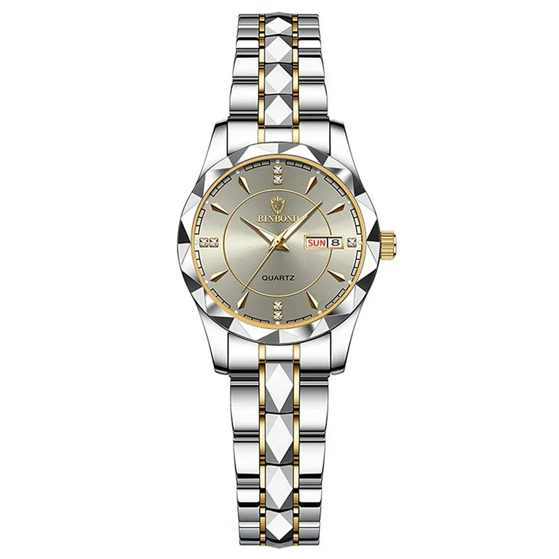BINBOND B5552 New Luxury Brand Quartz Women's Watches 30M Waterproof Luminous Date Wristwatch Fashion Business Womens Watches