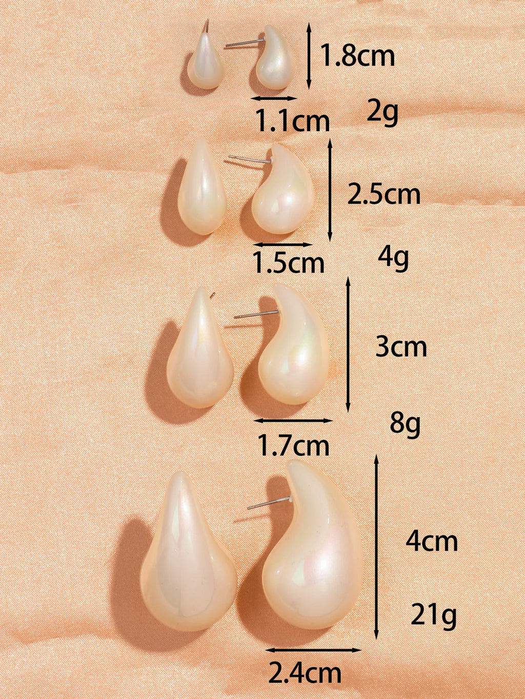 Trendy Acrylic Imitation Pearl Chunky  Dupes Waterdrop Earrings for Women Teardrop Dome Earrings 2024 Luxury Jewelry Gifts