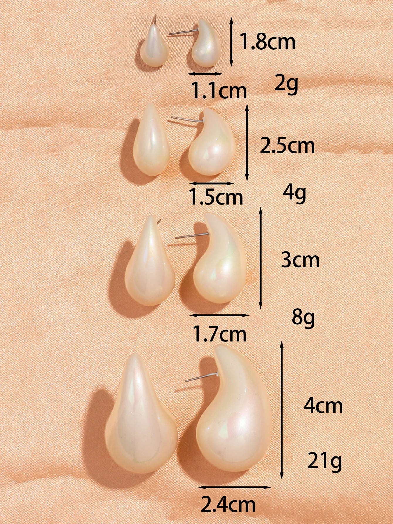 Trendy Acrylic Imitation Pearl Chunky  Dupes Waterdrop Earrings for Women Teardrop Dome Earrings 2024 Luxury Jewelry Gifts