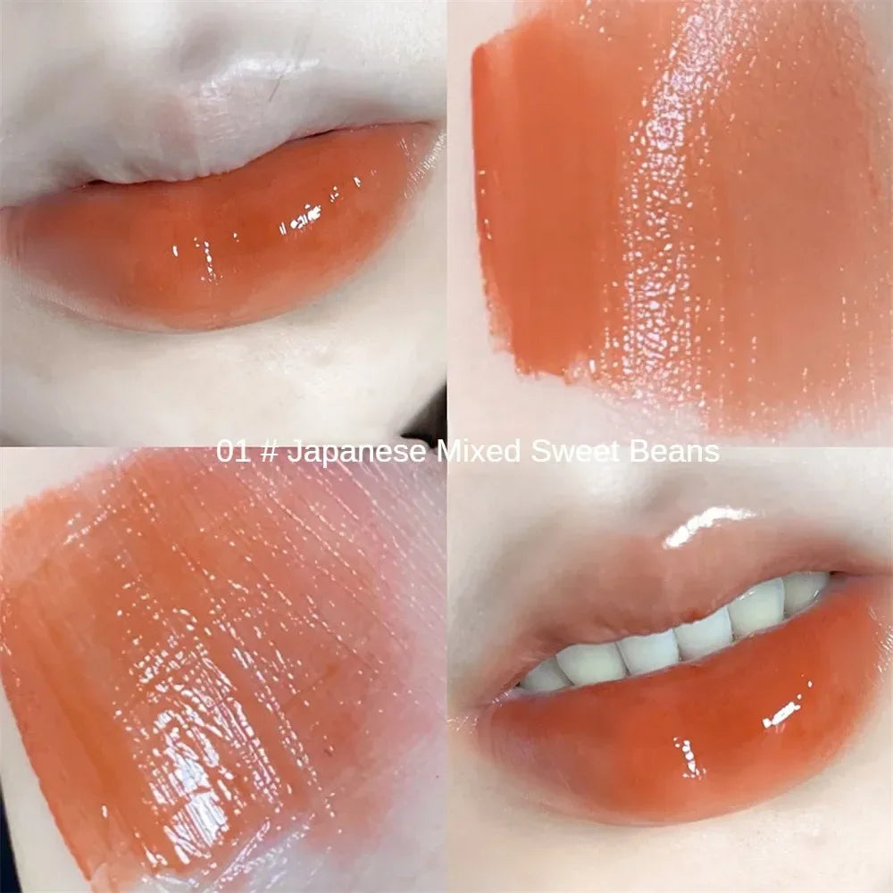 6 Colors Silky Glossy Lipstick Gege Bear Pump Lips Moisture Water  Comfortable Ultra Sheen Non-Stick Cup Lip Balm