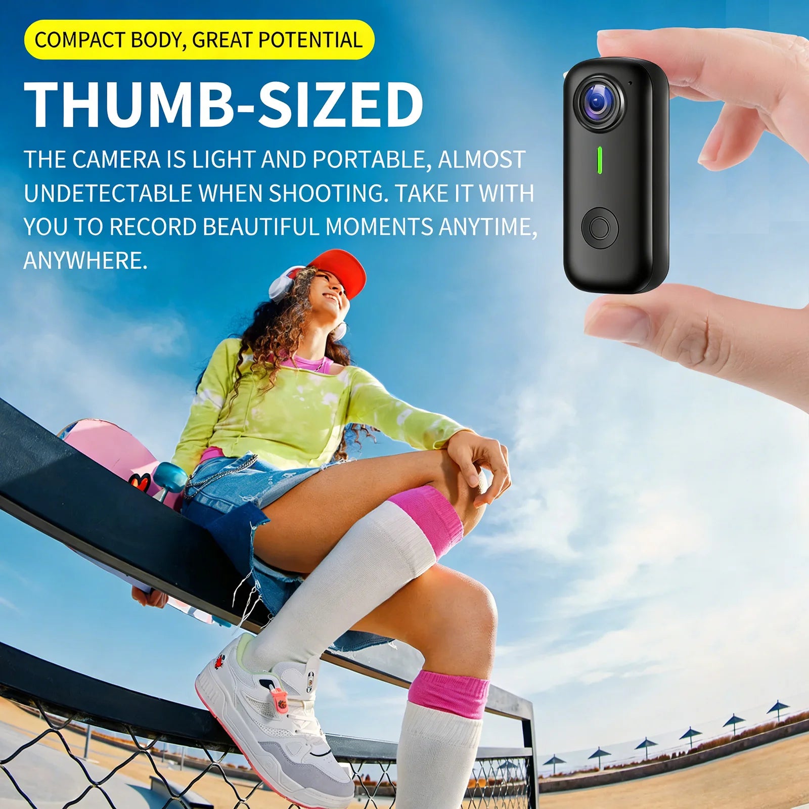 Lenovo Magnetic Sports Camera 2K Mini Thumb Camera WiFi 120° Wide Angle Smart Anti Shake For Cycling Vlog Motorcycle Helmet