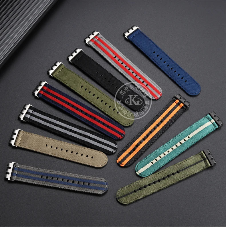 17mm 19mm 21mm Nylon WatchBand For SWATCH YVS420 YVS454 YVS451 YVS400 YVB404 Watch Strap Soft Canvas Watch Chain Men Women