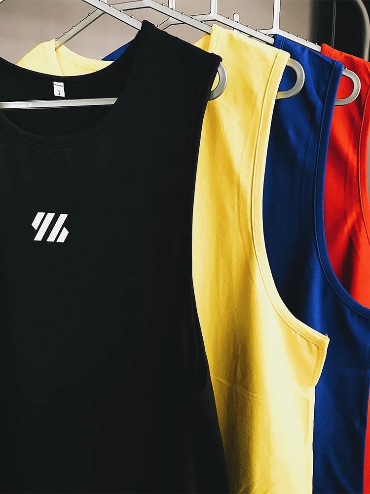 Men's Summer New Fitness Tank Top Gym Workout Sleeveless Shirt Running Apparel Stringer Single Shirt Summer Casual Vest