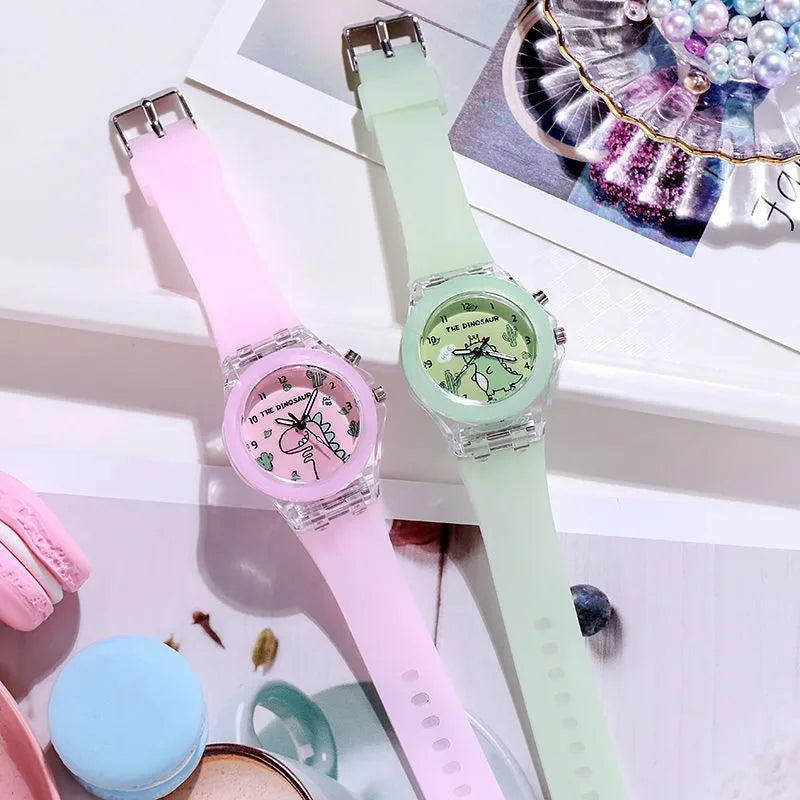 Children's Watch Cute Cartoon Watches Luminous Silicon Strap Boys Kids Students Fashion Quartz Wristwatches