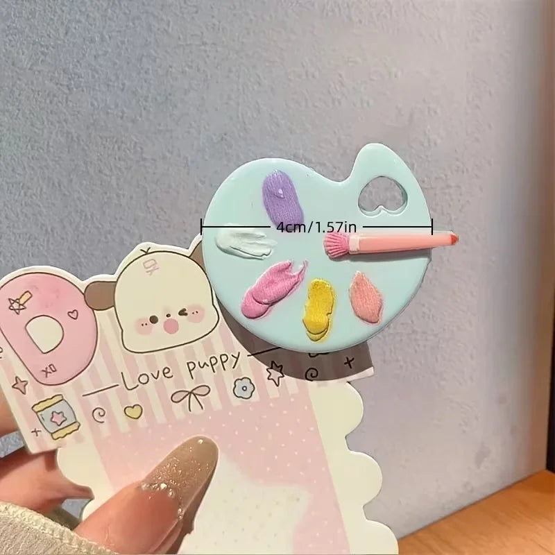 3 pieces or 6 pieces of cute color-simulated hair clips. Beautiful and small drawing board-shaped hair ornaments.