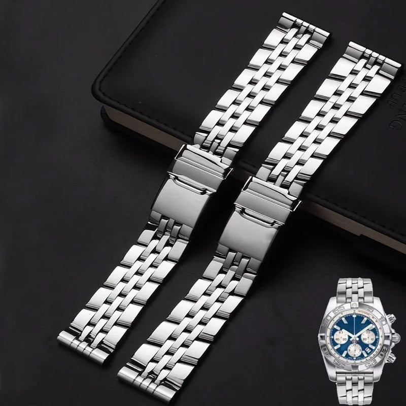 Solid Stainless Steel Watchband 20mm 22mm 24mm Bracelet For Breitling Watch For AVENGER NAVITIMER SUPEROCEAN Watch chain