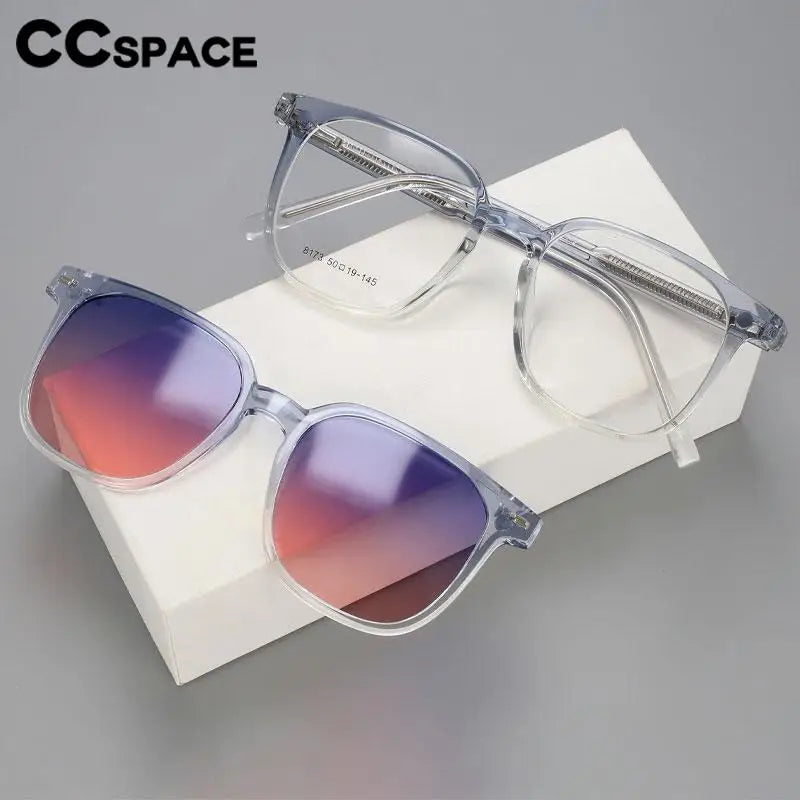 56532 Fashion Anti Blue Light Square Glasses Frames Polarized Sunglasses Magnetic Clip Women Computer Eyeglasses