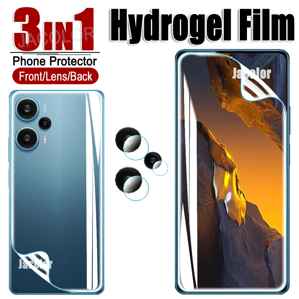Hydrogel Film For Xiaomi Poco F5 Pro F4 F3 X4 GT X5 X3 NFC Screen Gel Protector/Back Cover Film/Lens Safety Glass For PocoF5 F 5