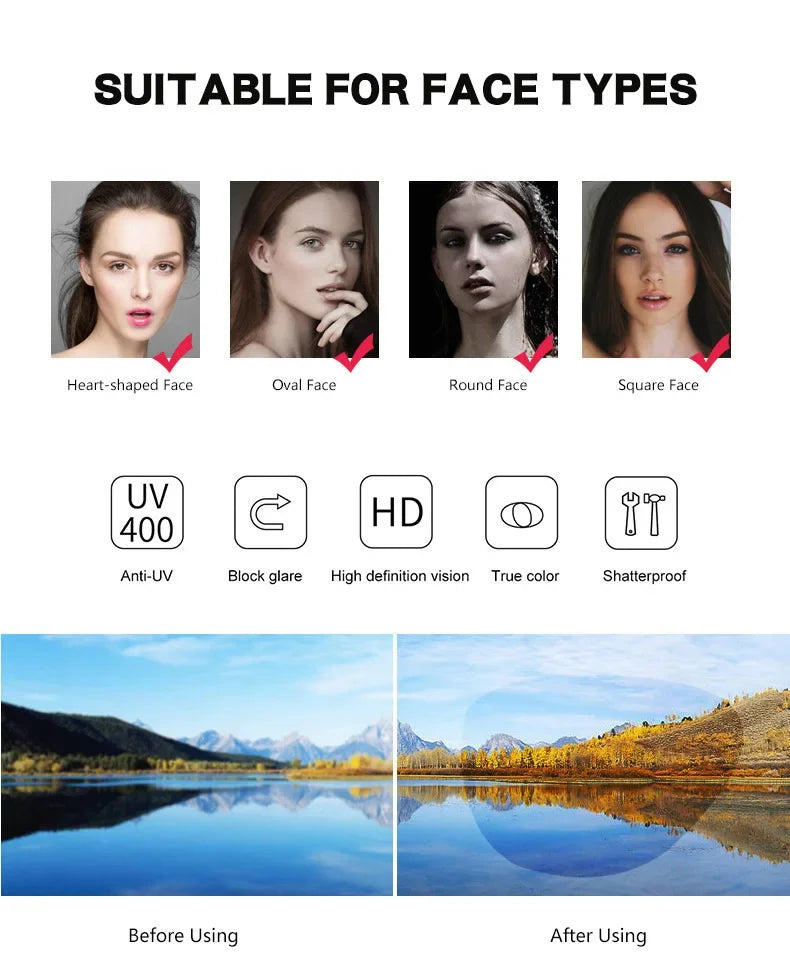 New Fashion Ladies Sunglasses Outdoor UV400 Sunscreen Eye Protection Glasses Neutral Fashion Driving Travel Essential Sunglasses