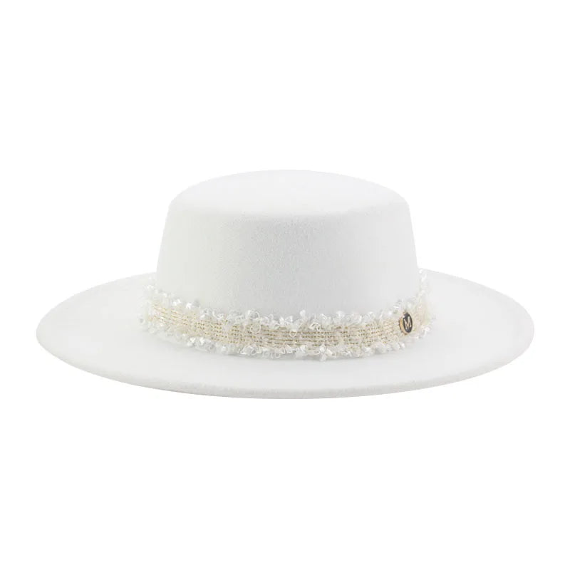 Hats for Women Fedoras Felted Hat Flat Dome Solid Band Luxury Elegant Fahsion Jazz Cap Women's Hat Women Hat Sombreros De Mujer
