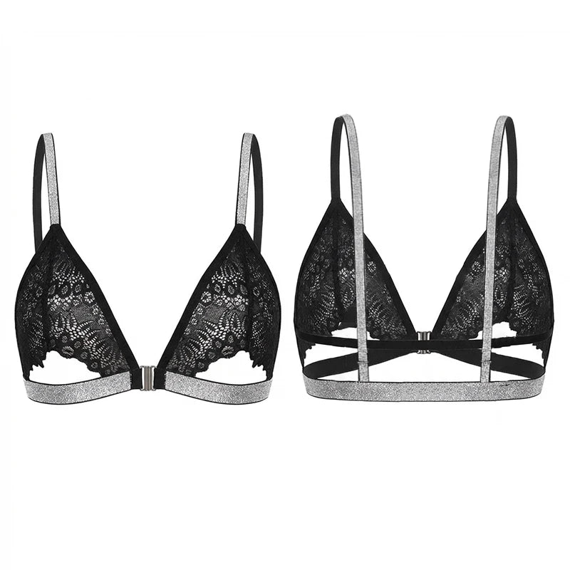 Ladies' Bra With A Shiny Silver Ribbon Sexy Bra Top Comfortable And Breathable Strap Bra