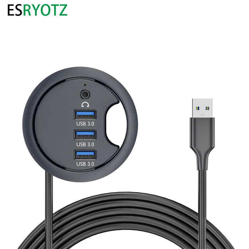 USB Desk Hub USB3.0 HUB With 2 Port USB3.0 2 Port Type C Adapter For Desktop PC/Notebook USB HUB Desk Mount USB3.0 Splitter