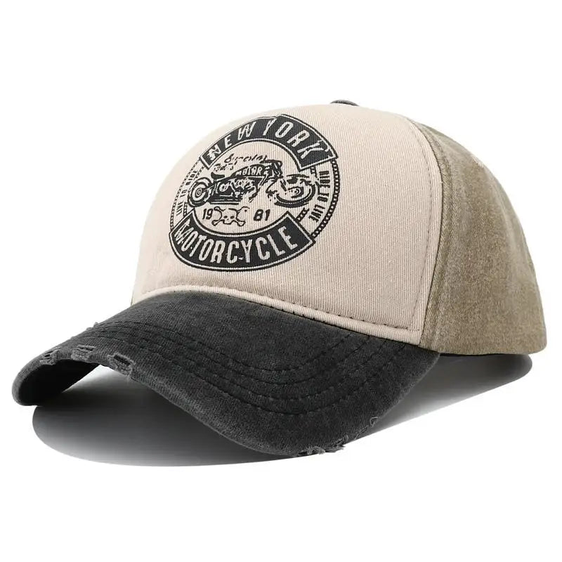 2023 New Designer Motorcycle Print Cotton Baseball Cap Hat for Man Retro Vintage New York 5 Panel Snapback Caps for Women
