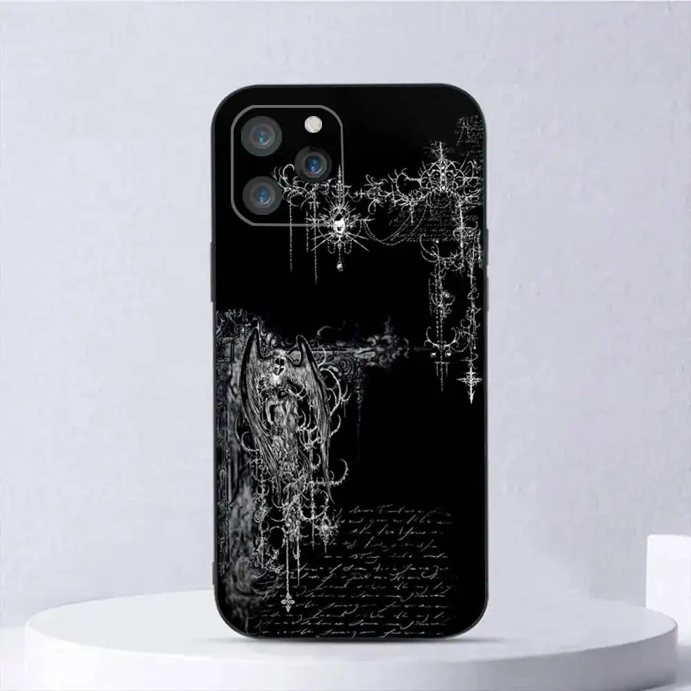 1pc Gothic Cyber Sigil Cross Phone Case Silicone Soft For IPhone 17 Air 16 15 14 13 12 11 Plus Pro Max Plus