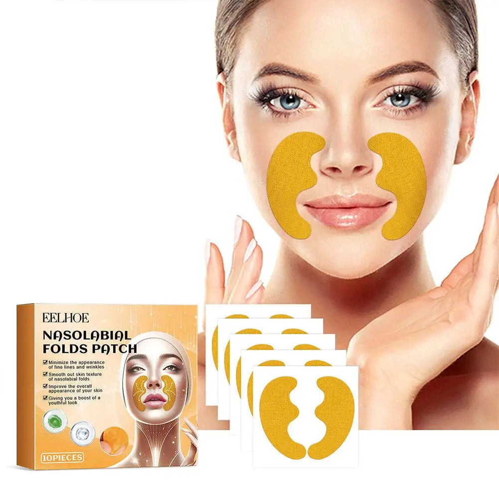 10pcs/box Forehead Wrinkle Patch Lightening Forehead Wrinkle Gel Patch Hydrolyzed Collagen Firming Mask Facial Skincare Stickers
