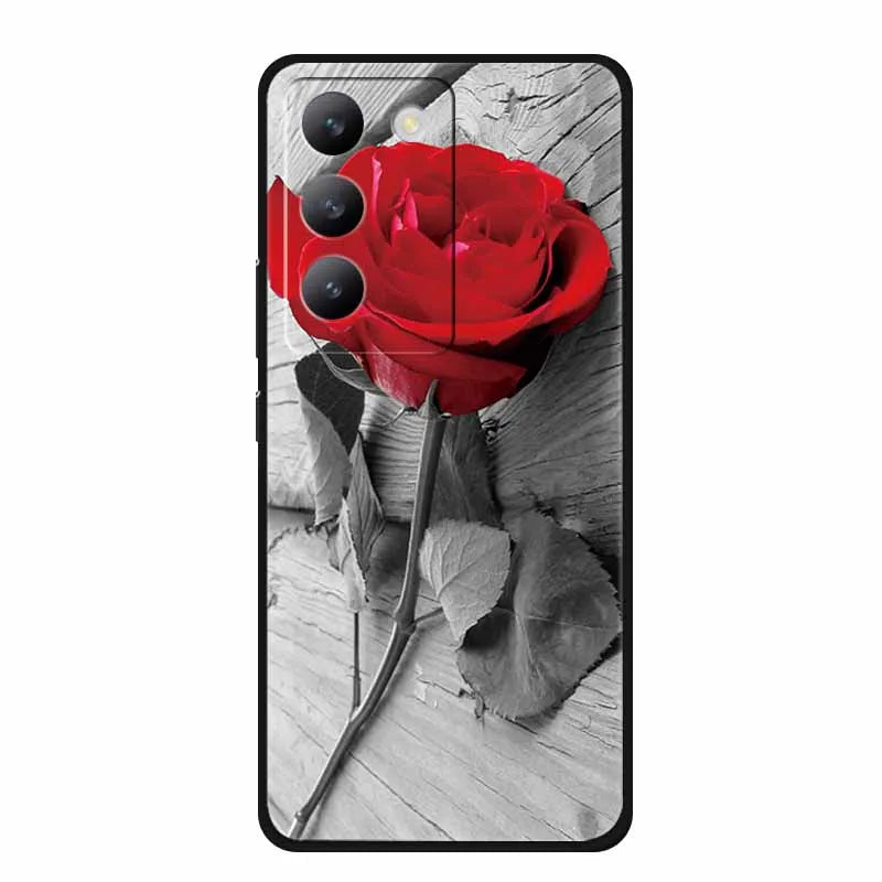 For vivo V40 SE Case Luxury TPU Soft Silicone Phone Back Cover for vivo V40 SE 5G Protective Shockproof Flowers Girl Cute Coque