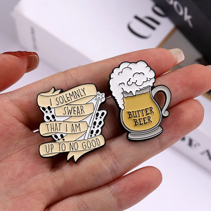 Magic World Enamel Pins Custom Train Tickets Sunglasses Howler Brooches Lapel Badges Witch Wizard Jewelry Gift for Kids Friends