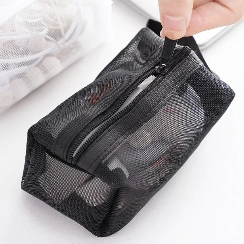 Large Capacity Lipstick Coin Purse Earphone Bag Mesh Storage Bag Organizer Pouch Clutch Bag for Women