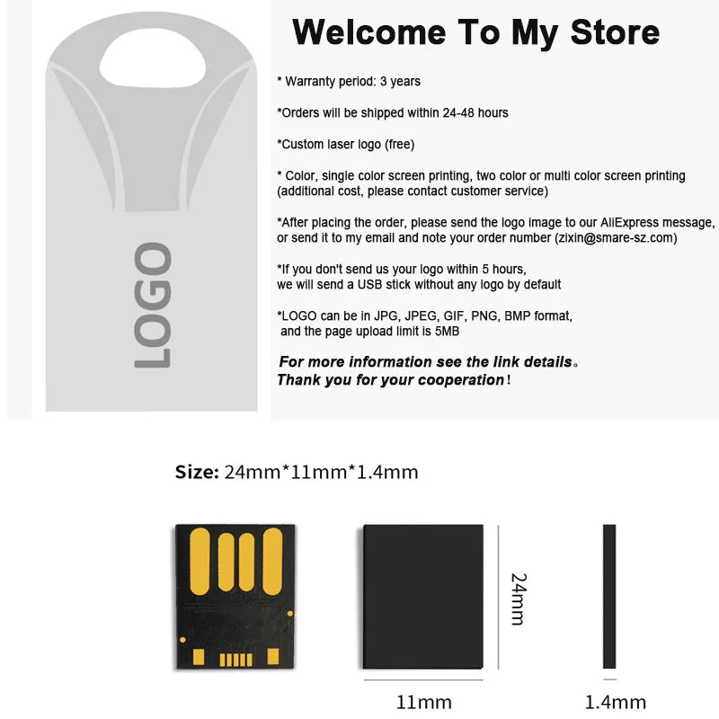 10PCS Mini USB Flash Drives Business Gifts Memory Stick 4GB 8GB Custom logo Pen Drive 16GB 32GB 64GB Waterproof Storage Devices