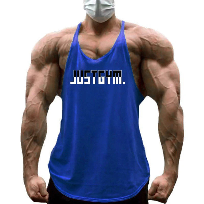 Men's Summer Running Vest Poure Cotton Sleeveless Shirt Loose Fitness Stringer Gym Workout Sports Apparel  Breathable Tank Tops