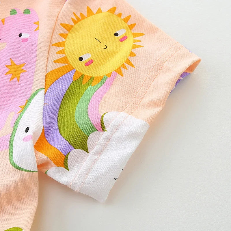 Little maven Summer Cute Children Clothing Birthday Vestidos Kids Baby Girls Cotton Cartoon Animals Flowers Print Princess Dress