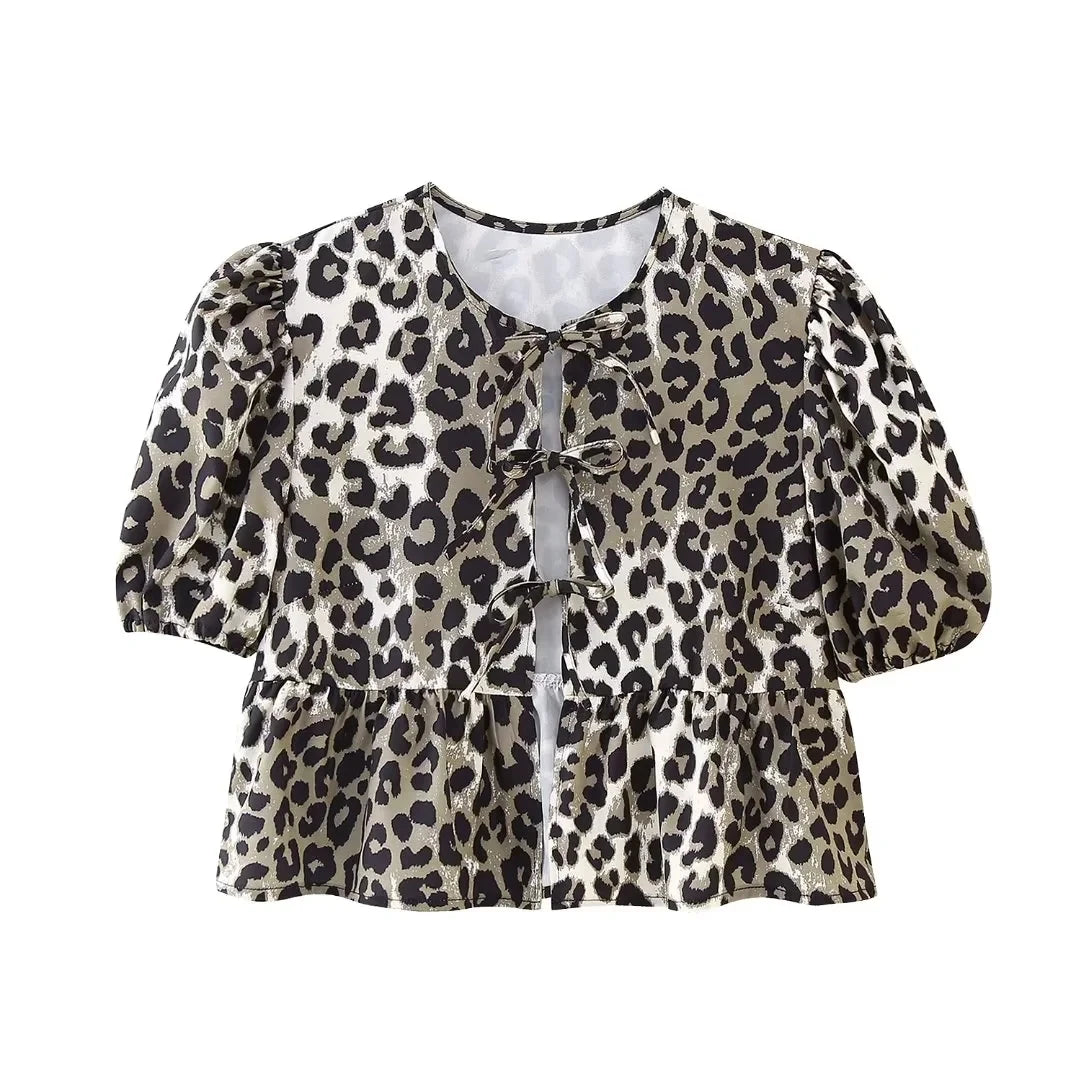 HH Women Causal O Neck Short Puff Sleeve Shirt Sweet White Bow Lace Up Tops 2024 New Fashion Chic Female Streetwear Blouse