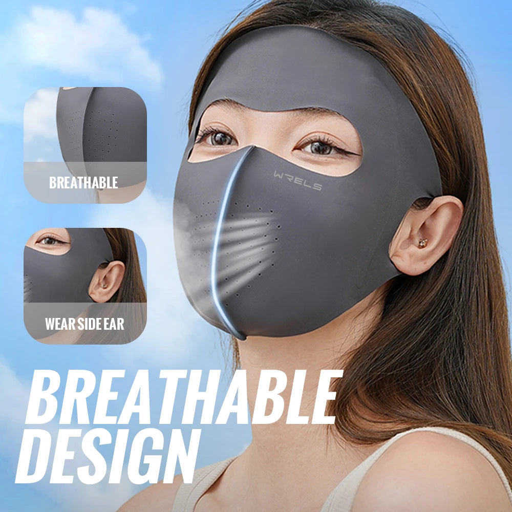 WRELS UV Protection Mask  Ice Silk Sunscreen Mask Breathable Lightweight Cycling Face Mask Anti-UV 400 Facemask For Men Women