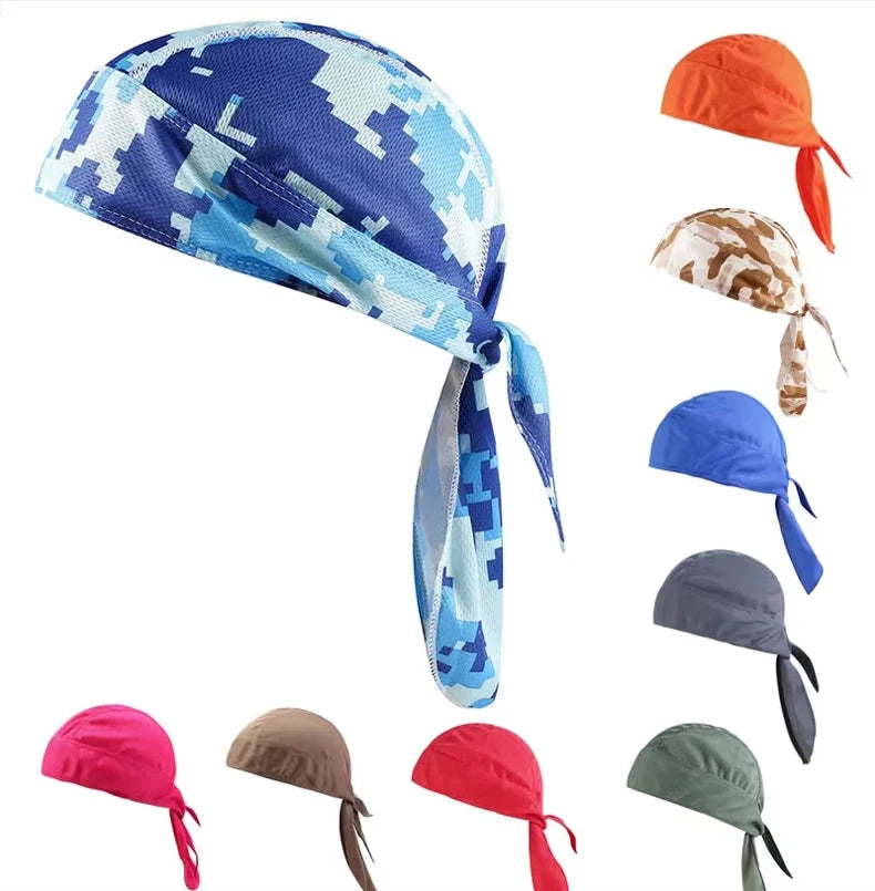 Quick Drying Cycling Cap Sunscreen Anti Sweat Headscarf Cap Men Women Bandanas Pirate Brimless Hat for MTB Running Outdoor Sport