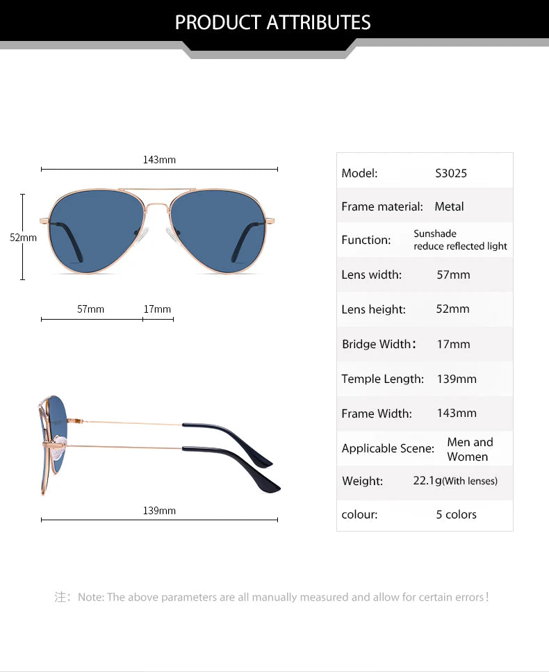 Men Concave Sunglasses Women Anti Rays UV400 Sun Glasses Metal Eyeglasses Frame Pilot Goggles Travel Driving Sunscreen Eyewear