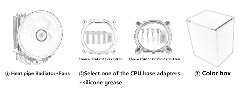 XUANFENG 120mm Fan CPU Cooler 2/4/6 Heat pipe 4pin/PWM Air-cooled Colorful lamp Compatible LGA1700 115x 1200 2011-3 x79 x99 AMD
