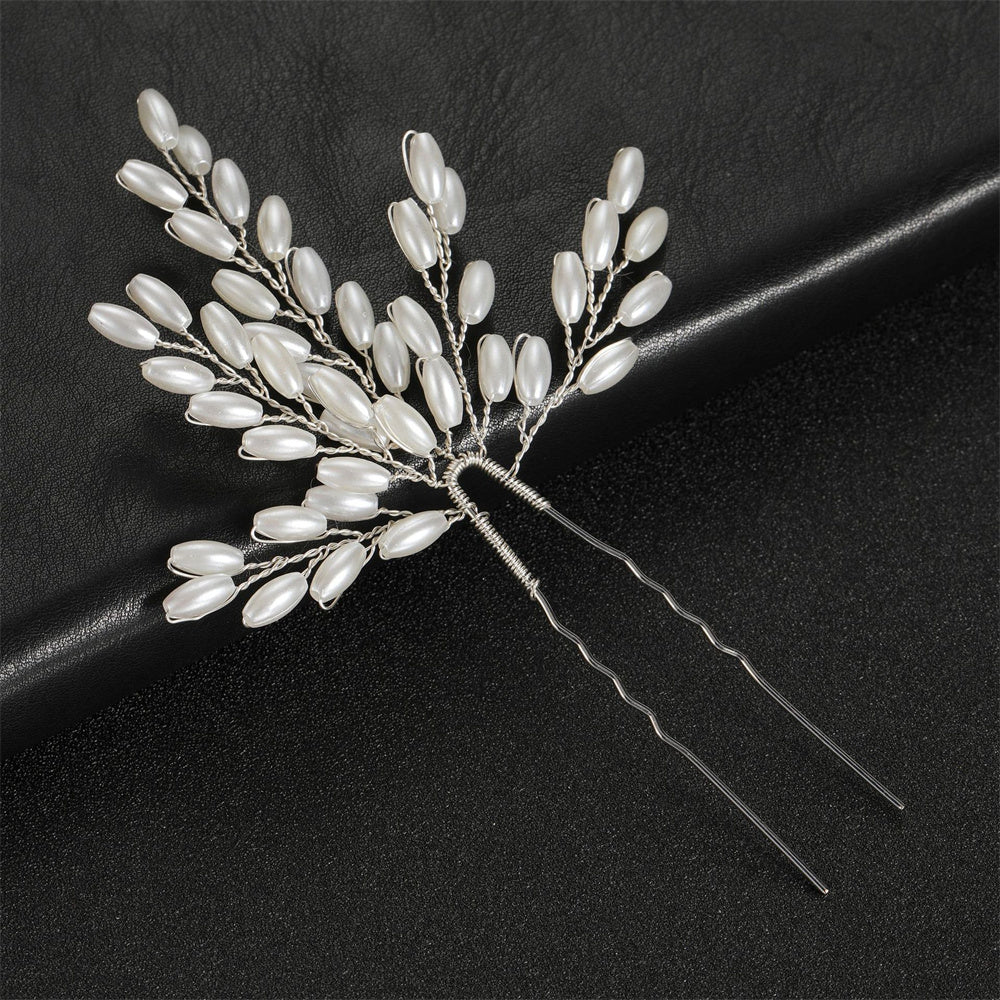Hairpins Clips U-shaped Handmade Pearls Wheat Ears Wedding Bridal Hair Accessories Girls Fairy Side Pins Bride Headpiece Jewelry