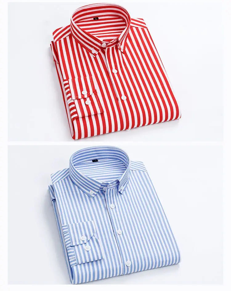 Shirts For Men Striped Blue Long Sleeve Man Shirt Business Cotton Cheap Things With Vintage Collar Sale Button Up Slim Fit