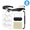 TKDMR USB Rechargeabl Head Mounted Binocular Eyewear Loupe Magnifier with 3LED Illuminated Headband Magnifying Glass For Reading