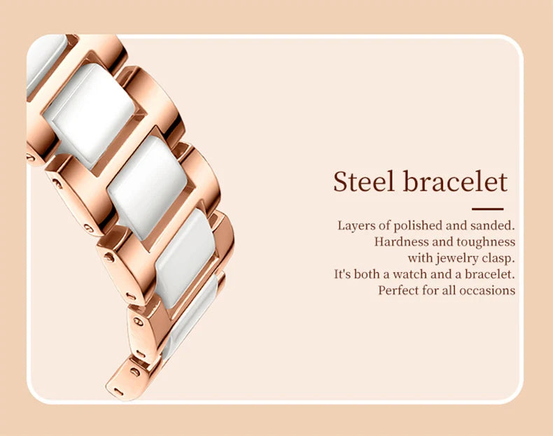 OLEVS Diamond Quartz Watch for Women Luxury Elegant Ceramics Strap Rhombic Mirror Ladies Wristwatch Waterproof Chronograph Clock