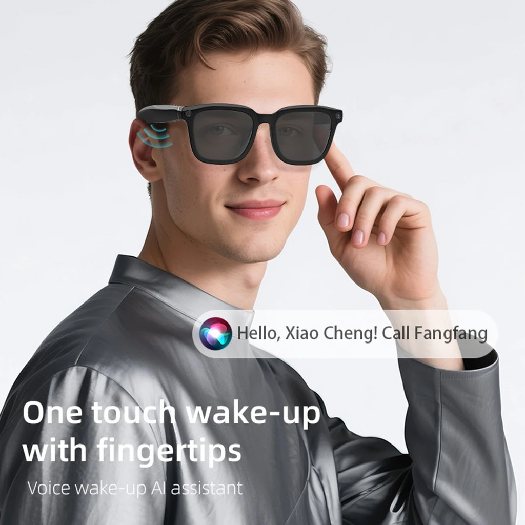 Smart AI Glasses with 8MP HD Camera, 1080P Video, Bluetooth/Wi-Fi, Voice Control & AI Recognition – Lightweight Hands-Free Glas