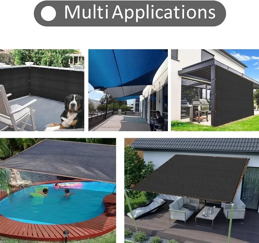 2x2m/2x4m Black Sun Shade Net Beige Shading Net UV Protection Plant Shed Outdoor Sunshade Mesh HDPE Sunscreen Fabric Sunshade