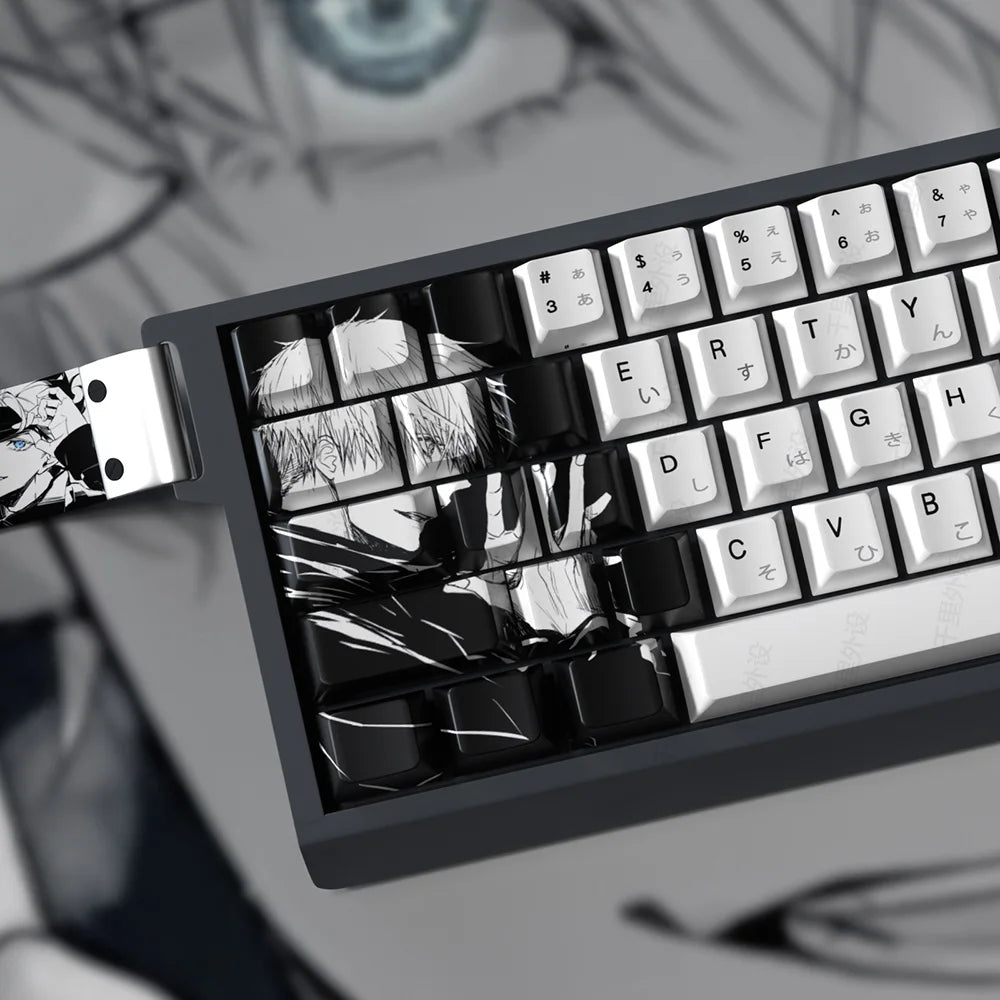 Satoru Gojo Theme Anime Keycaps Set PBT Sublimation Keyboard Caps Custom Cherry Profile Keycaps for Mechanical Keyboard 105key