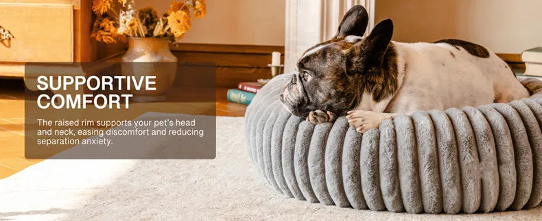 Pet Nest Rabbit Plush Pet Pad Long Hair Round Cat Nest Universal Warm Dog Bed in All Seasons Soft Cat House  Pet Accessories