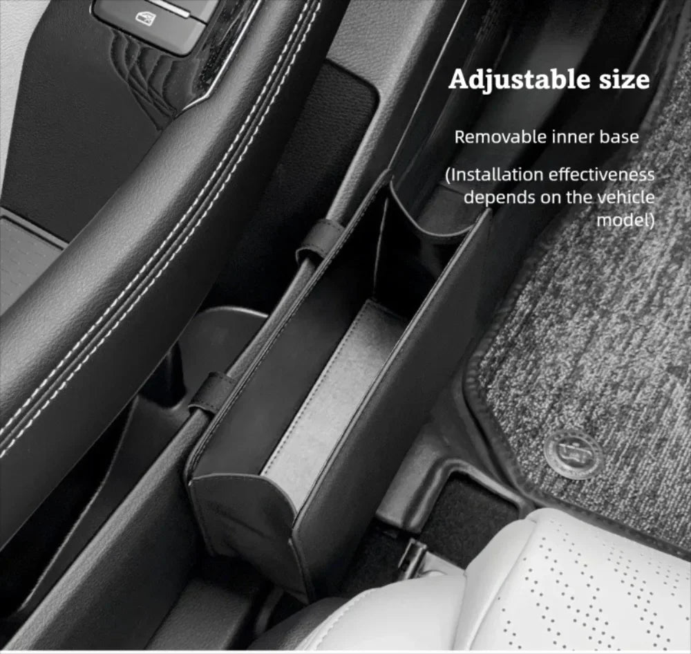 Multifunctional Car Trash Bin PU Leather Solid Color Seatback Hanging Storage Box Foldable Structure Car Door Storage Box