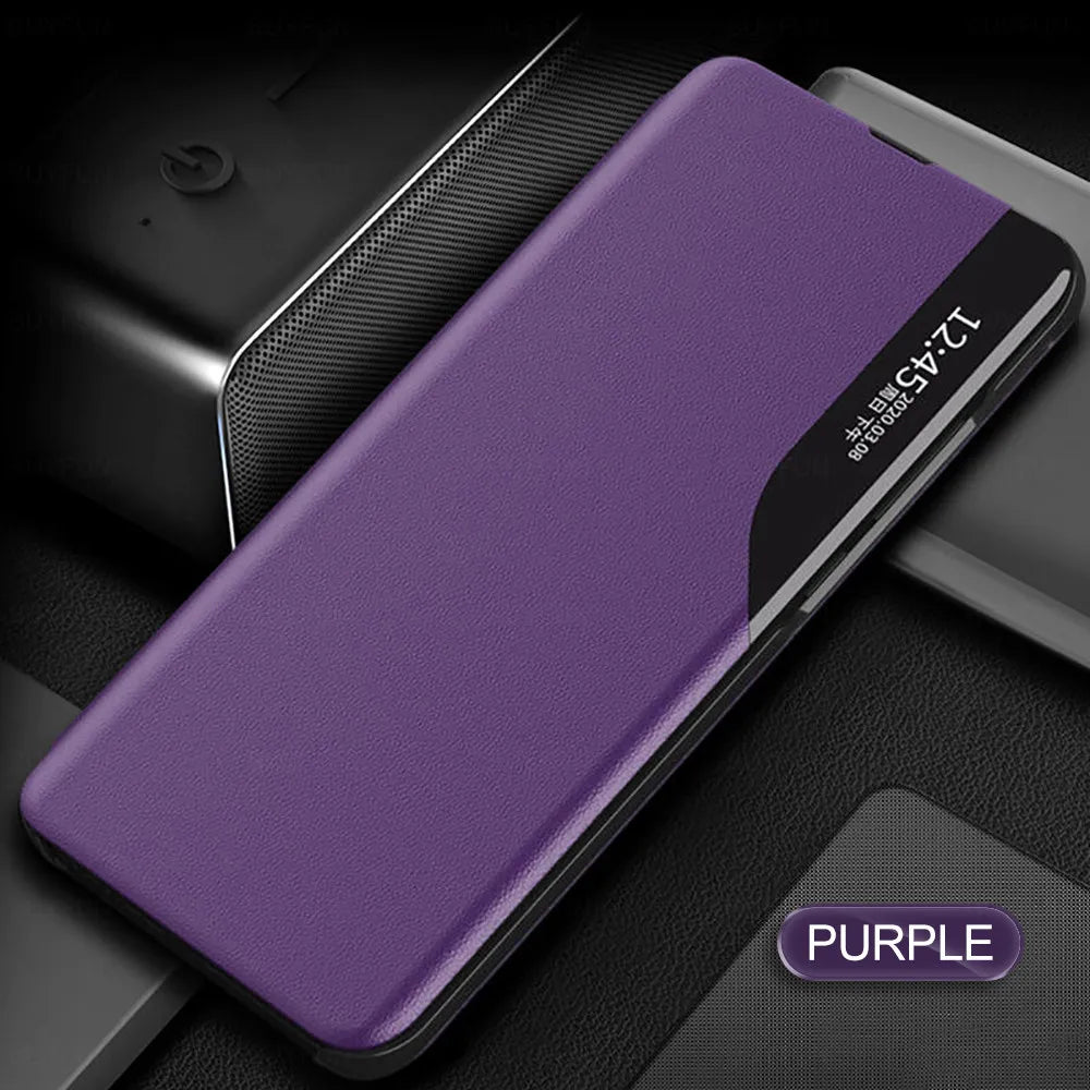 Window Magnetic Flip Phone Case For Samsung Galaxy S25 S24 S23 FE Ultra Plus + Book Leather Cover Holder Anti-fall Funda Coque